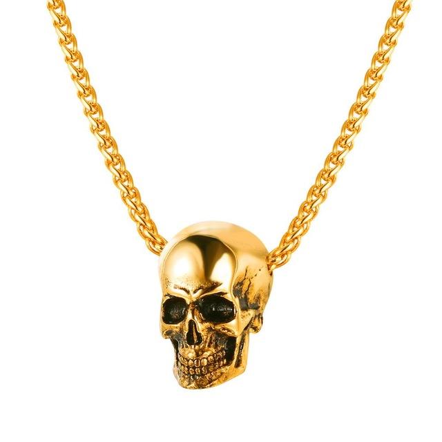 Punk Skull Pendant, Vintage Hip Hop Necklace