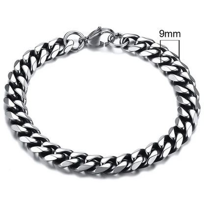 Stainless Steel Gold Plated Cuban Chain Bracelet for Men, Six-Sided 3-11mm