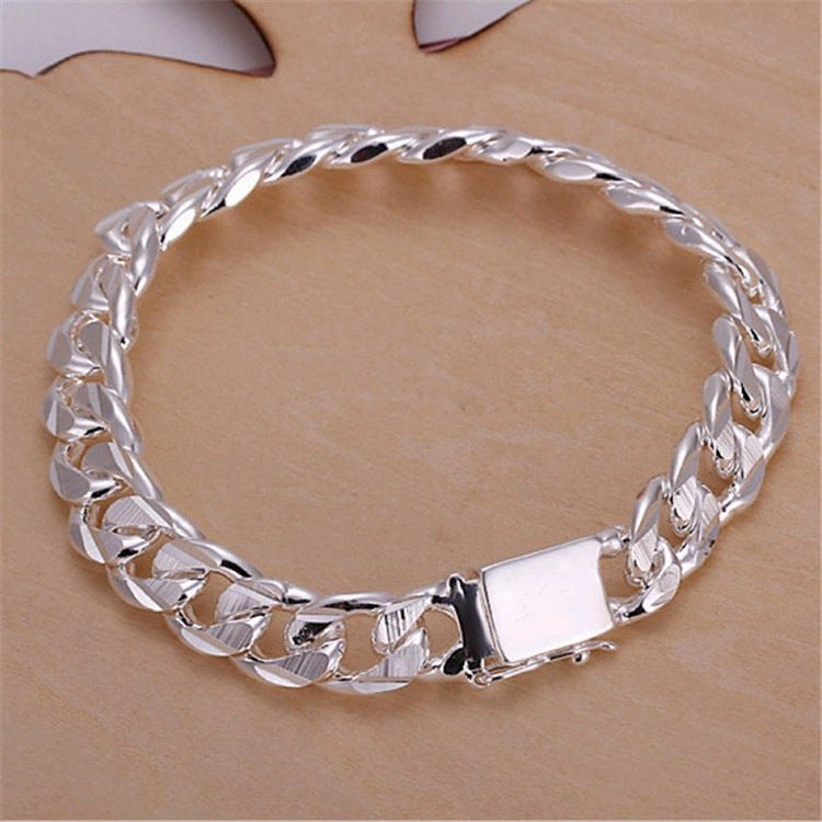 Fashionable Silver-Plated Men's Side Buckle Bracelet