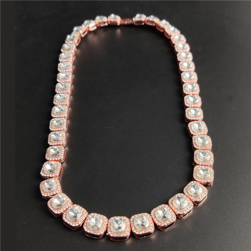 Hip Hop Men's Square Zirconia Pendant Necklace