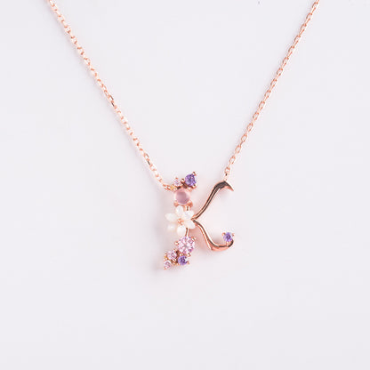 Shell Flower Alphabet Necklace in S925 Silver