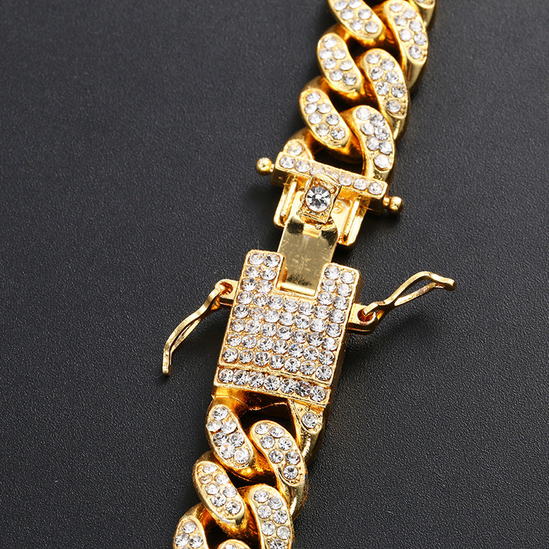 Hip-Hop Alloy Necklace with 12mm Wide Butterfly Clasp