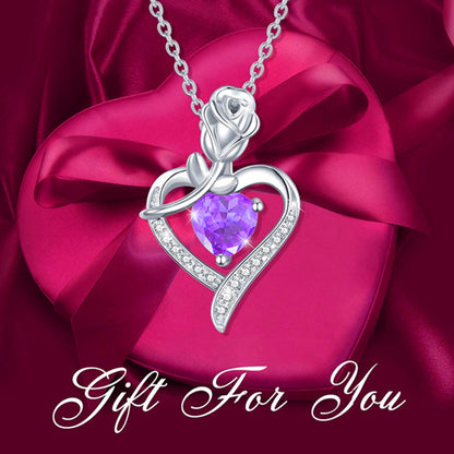 Fashion Rose Heart-Shaped Diamond Pendant Necklace