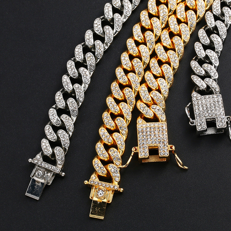 Hip-Hop Alloy Necklace with 12mm Wide Butterfly Clasp