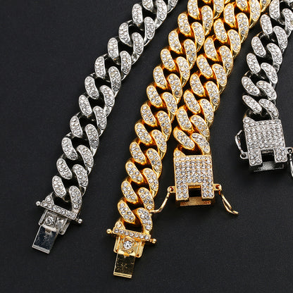 Hip-Hop Alloy Necklace with 12mm Wide Butterfly Clasp