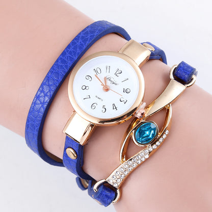 Blue Crystal Long Strap Quartz Bracelet Watch