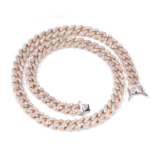 8mm Micro-Paved Pink Zircon Cuban Chain Necklace
