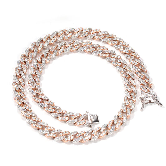8mm Micro-Paved Pink Zircon Cuban Chain Necklace