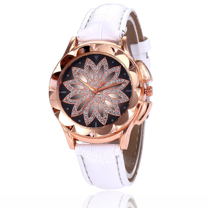 Fashionable Quartz Watch with Creative Design and Rhinestones