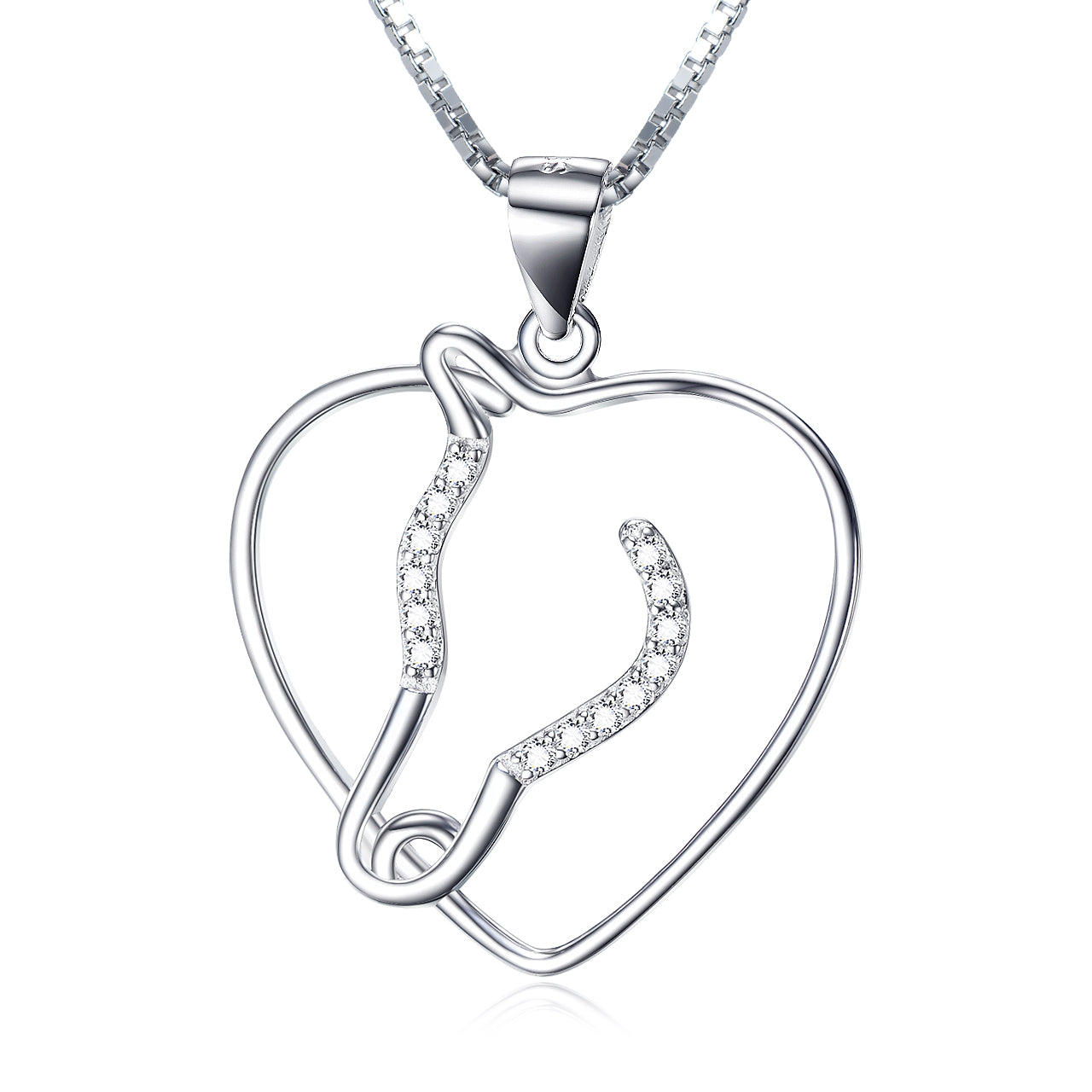 Heart-Shaped Pendant Necklace with Diamonds for Women