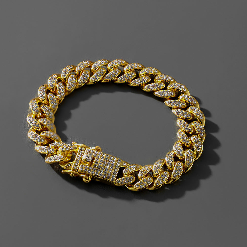 Hip Hop Trend Full Diamond Cuban Link Bracelet for Men