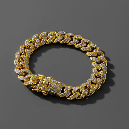Hip Hop Trend Full Diamond Cuban Link Bracelet for Men
