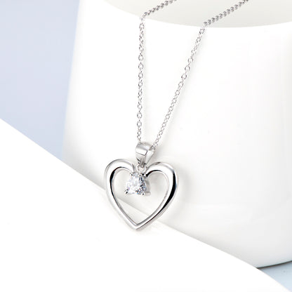 Heart-Shaped Pendant with Diamonds for Women Necklace