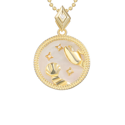 925 Silver Zodiac Necklace with Mother of Pearl Pendant