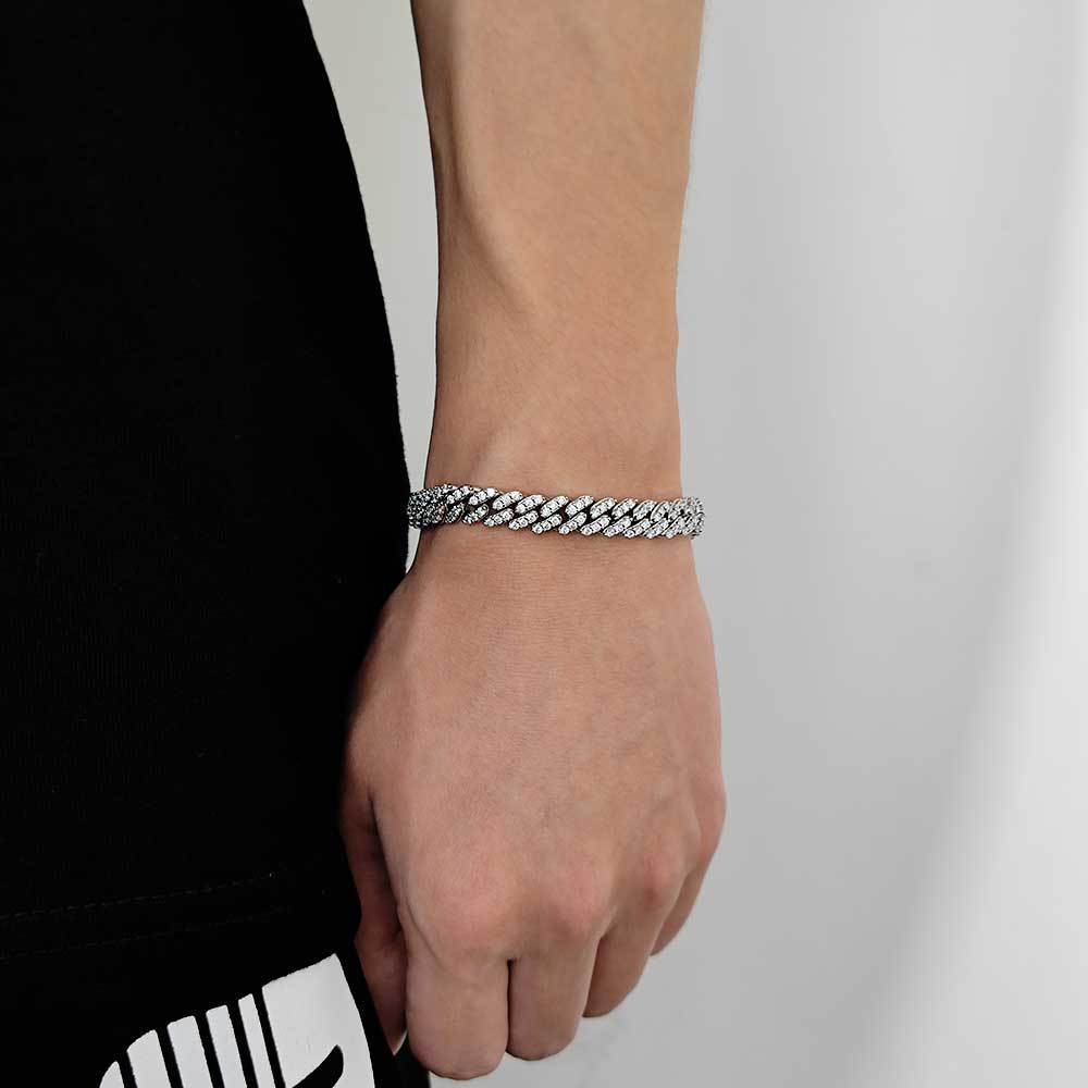 8mm Single Row Cuban Bracelet with Flip Buckle