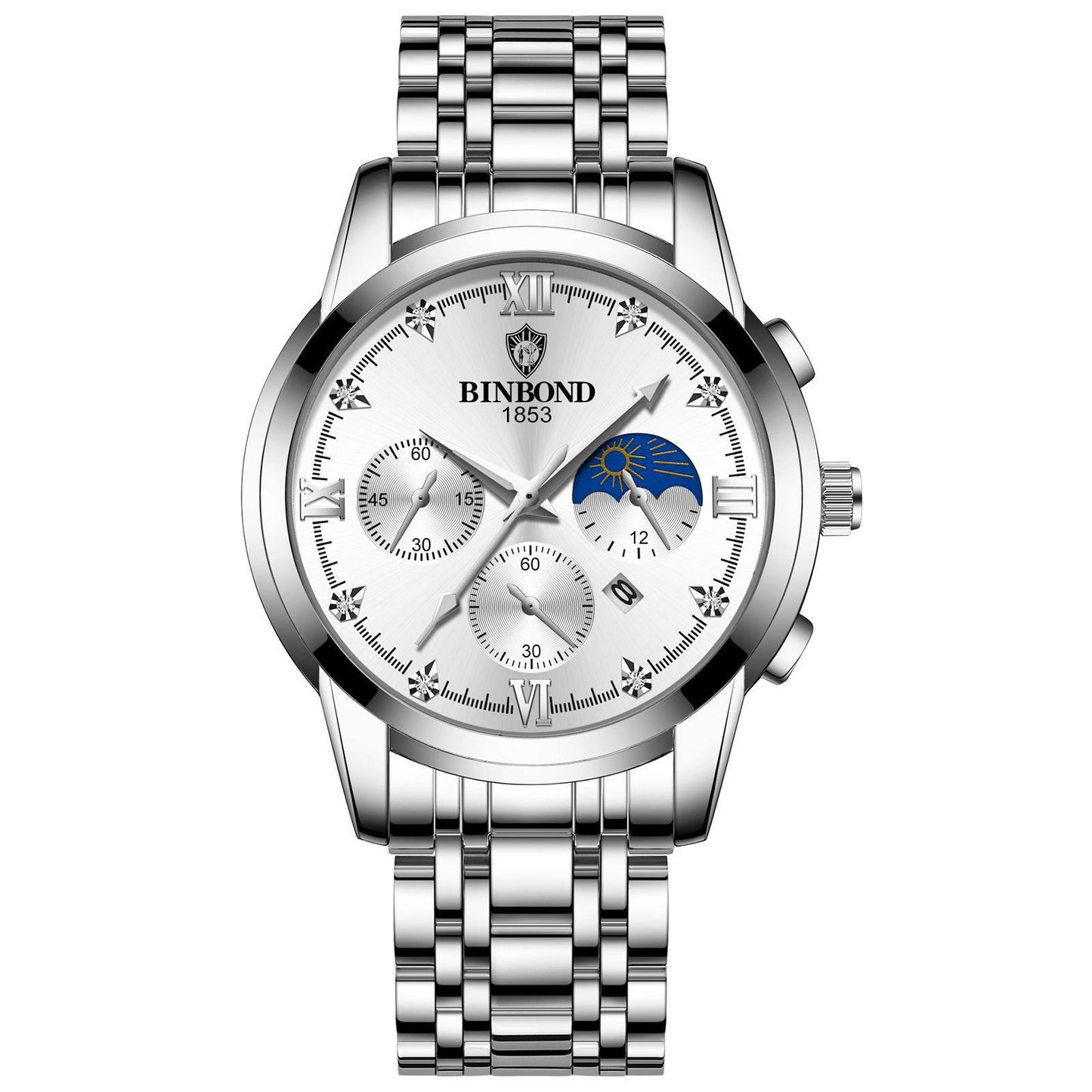 2019 Men's Automatic Quartz Watch with Steel Band