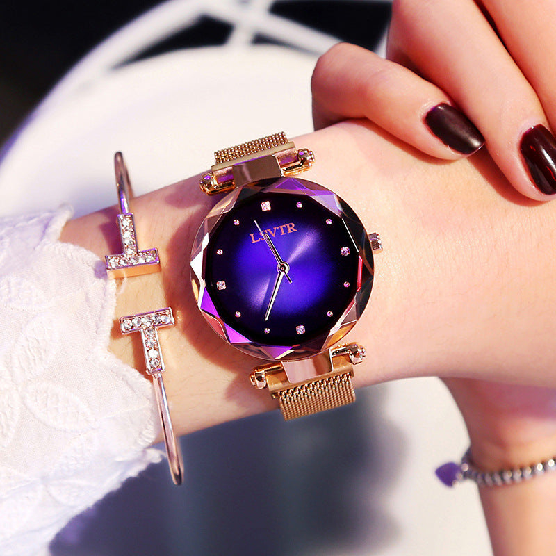 Wholesale Women's Quartz Starry Sky Watch with Magnet Band