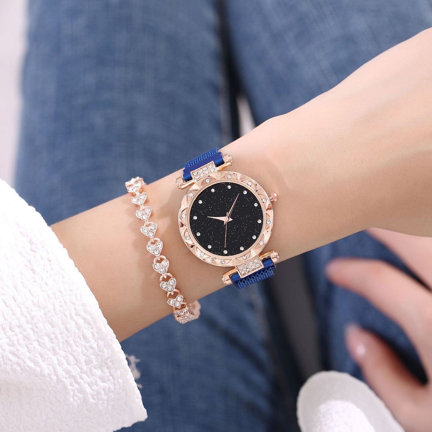 Starry Diamond Women's Watch and Bracelet Gift Set