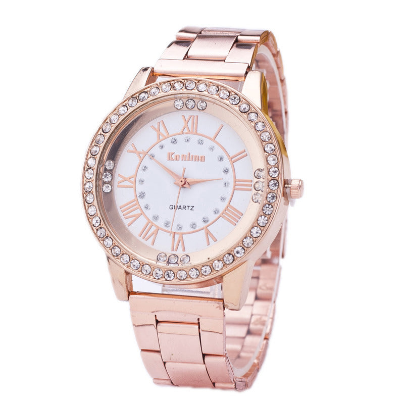 Diamond-Studded Mesh Women's Steel Casual Watch