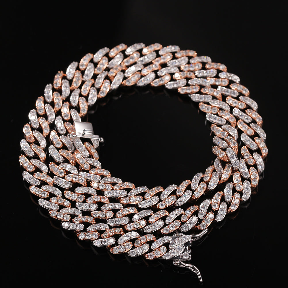 8mm Micro-Paved Pink Zircon Cuban Chain Necklace