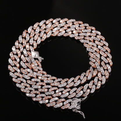 8mm Micro-Paved Pink Zircon Cuban Chain Necklace