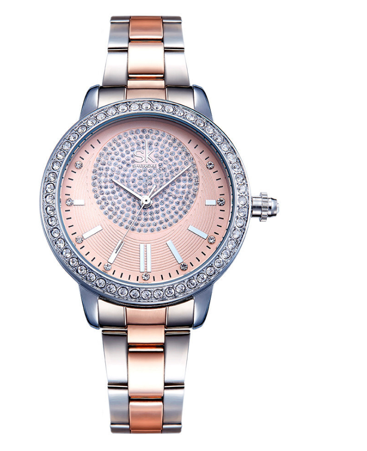 Diamond-Studded Steel Band Women's Watch