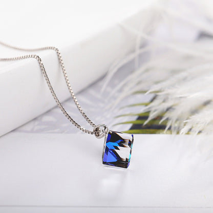 S925 Silver Austrian Crystal Love Cube Necklace