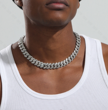 Emerald 18mm Men's Cuban Link Necklace with Zirconia