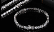 Hip Hop Spring Buckle Single Row Tennis Chain Bracelet