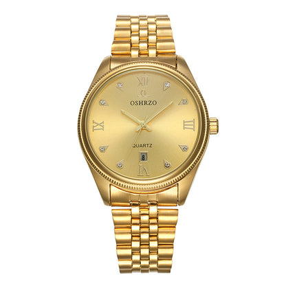 Luxury Men's Steel Band Quartz Watch with Calendar