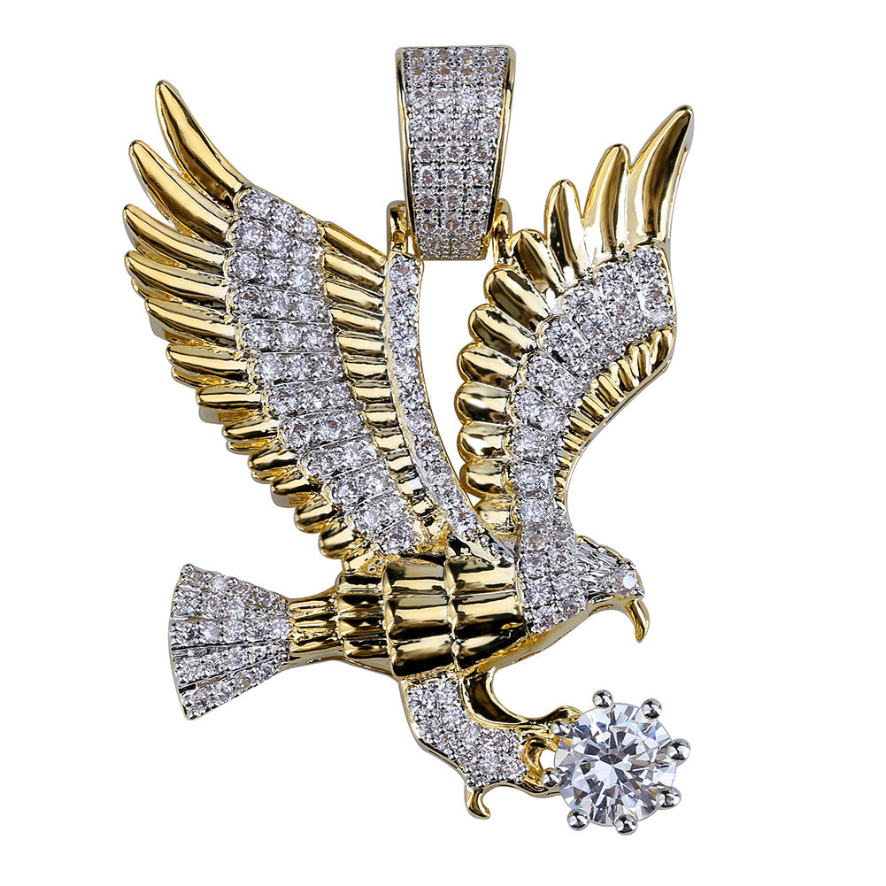 Men's Hip Hop Eagle Necklace with Zircon Pendant