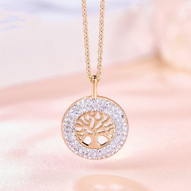 Tree of Life Necklace with Hollow Design and Rose Gold