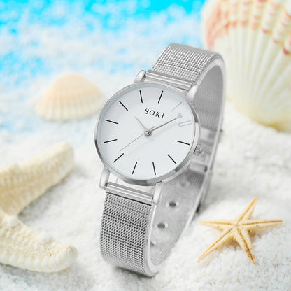 Autumn Heart Women's Quartz Watch with Mesh Band