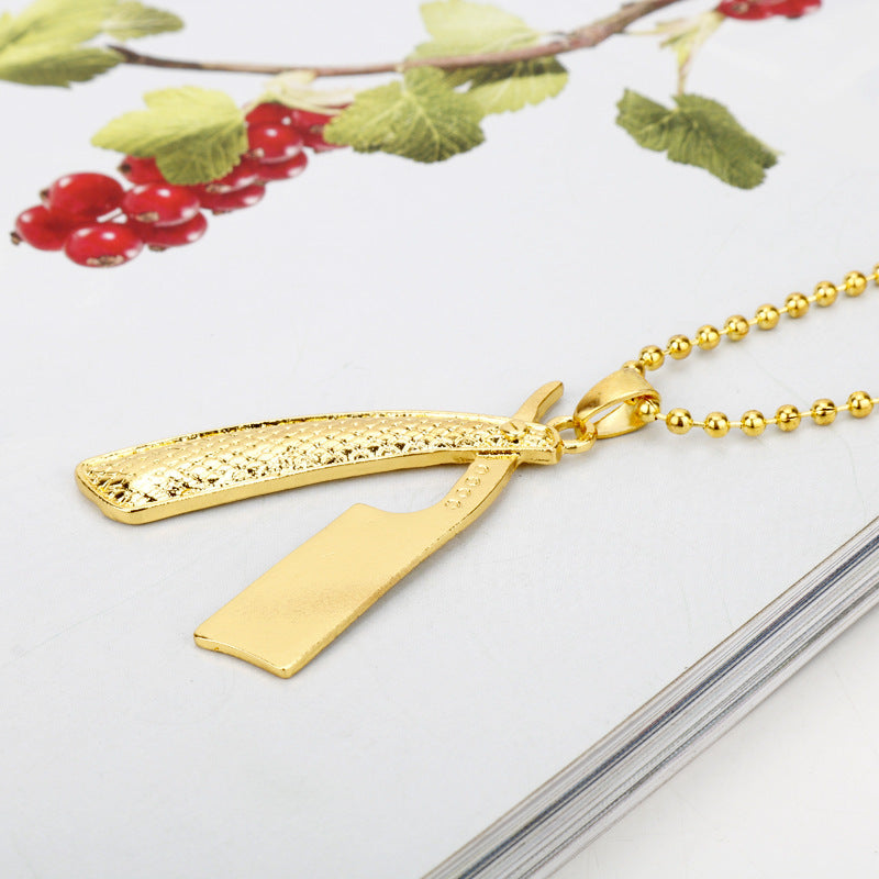 Men's Hip-Hop Alloy Blade Pendant Razor Necklace