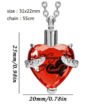 Heart-Shaped Birthstone Sealed Ashes Necklace