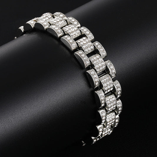 Hip Hop Cuban Chain Diamond Watch Band (EU/US Style)
