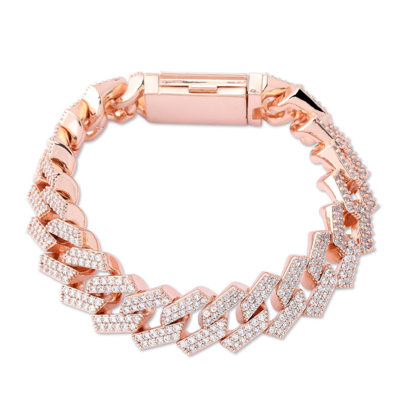 14mm Miami Cuban Link Zircon Rock Style Men's Bracelet