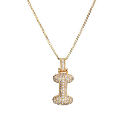Hip Hop Letter Pendant Necklace with Zircon for Women
