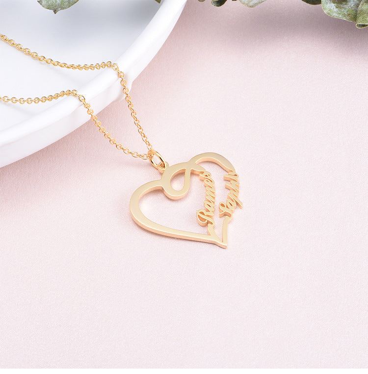 925 Silver Heart Letter Necklace