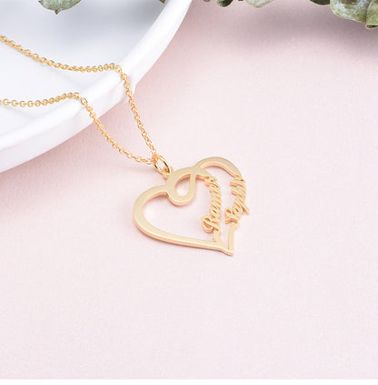 925 Silver Heart Letter Necklace