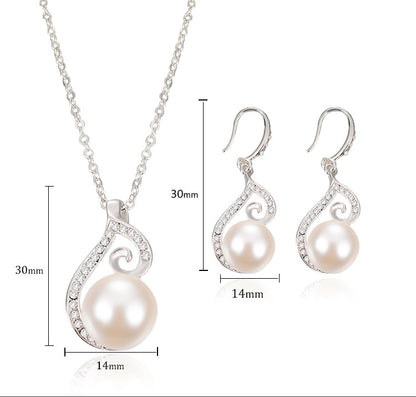 Bridal Pearl and Rhinestone Jewelry Set with Earrings