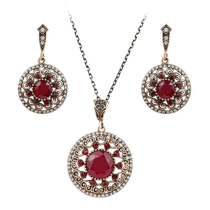 Bridal Set with Resin Rhinestone Necklace and Earrings