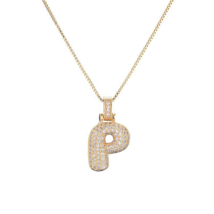 Hip Hop Letter Pendant Necklace with Zircon for Women