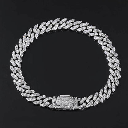 8mm Single Row Cuban Bracelet with Flip Buckle