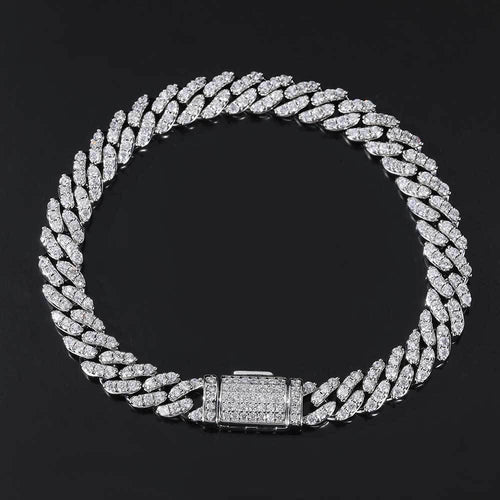 8mm Single Row Cuban Bracelet with Flip Buckle