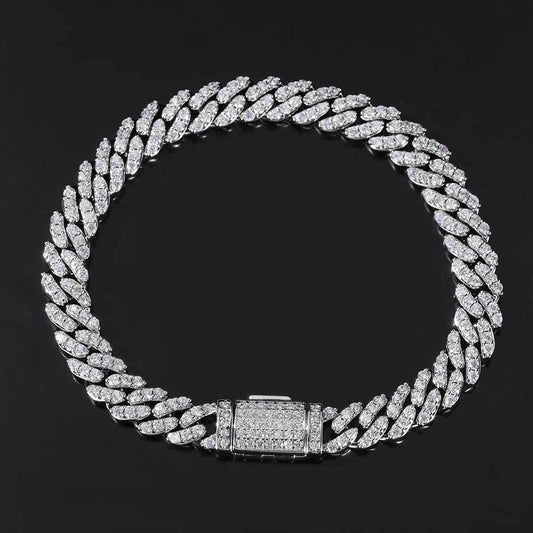 8mm Single Row Cuban Bracelet with Flip Buckle
