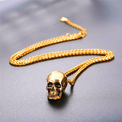 Punk Skull Pendant, Vintage Hip Hop Necklace