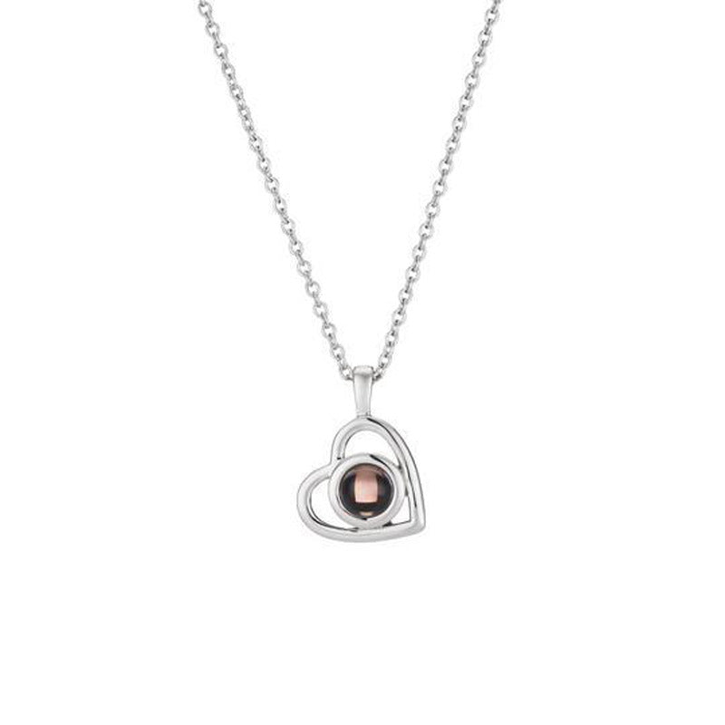 S925 Silver Heart Necklace with Custom Photo Pendant