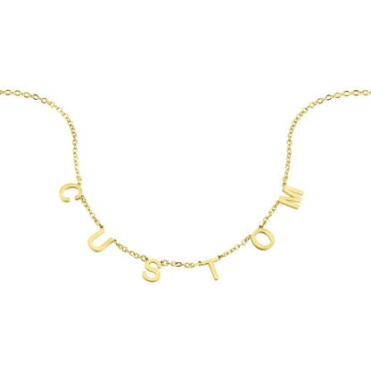 Custom DIY Stainless Steel Initial Necklace in 18K Gold