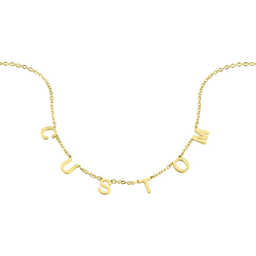 Custom DIY Stainless Steel Initial Necklace in 18K Gold